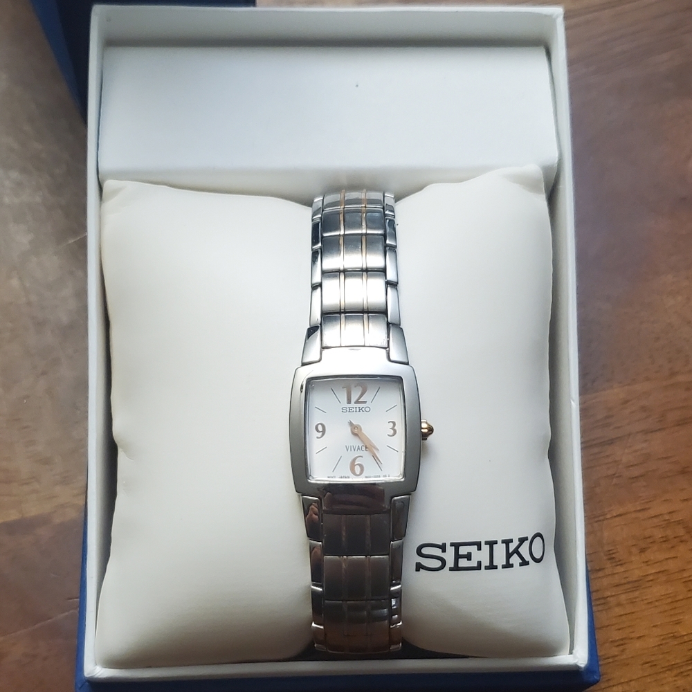 Silver Square Face Seiko Watch